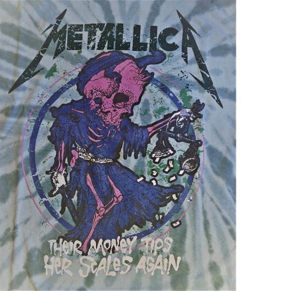 Metallica Their Money Tips Her Scales Tie Dye rock Official T-Shirt M/L NWT - Picture 2 of 4